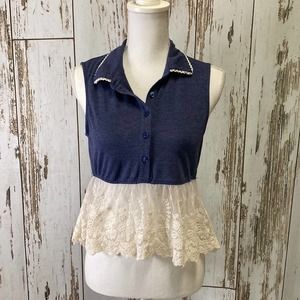 Pins and Needles Blue And Lace Blouse